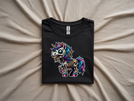 Enchanted Zombie Unicorn Delight - folded-black-shirt