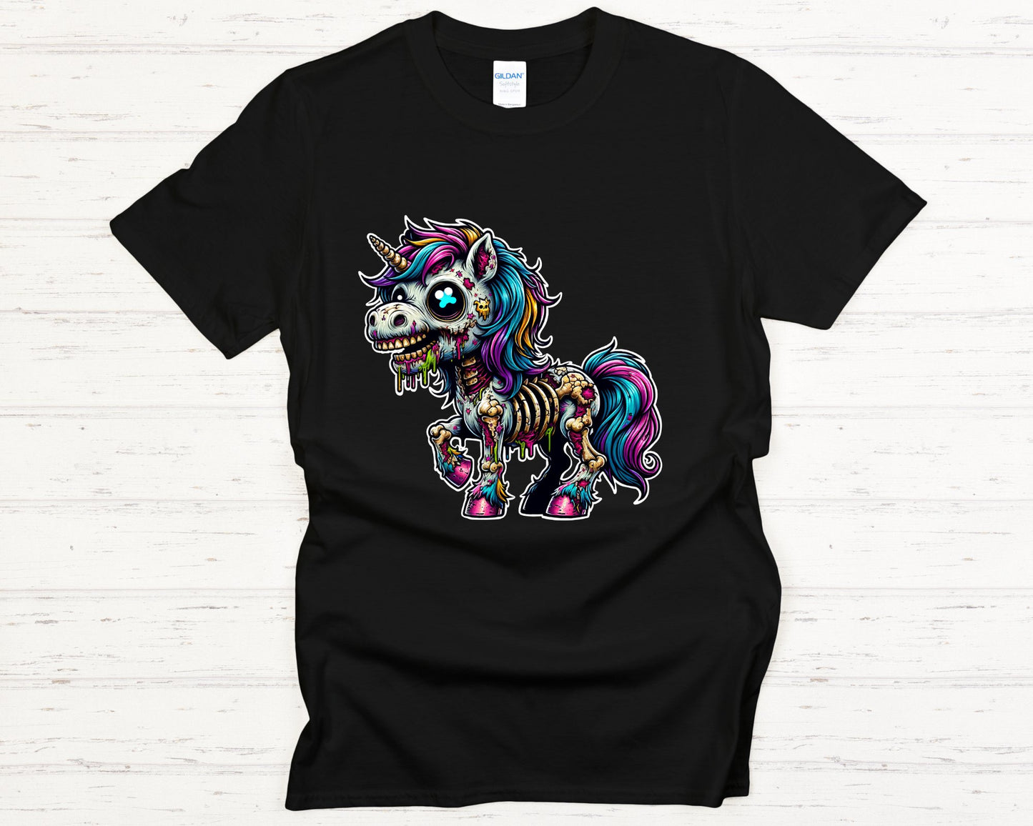 Enchanted Zombie Unicorn Delight - black-lay-flat