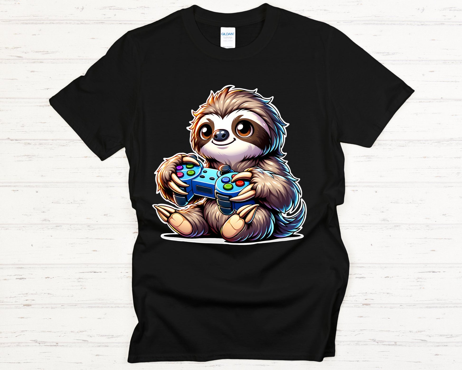 Chill Gamer Sloth Vibes Tee - black-lay-flat