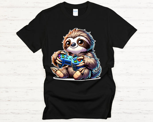Chill Gamer Sloth Vibes Tee - black-lay-flat