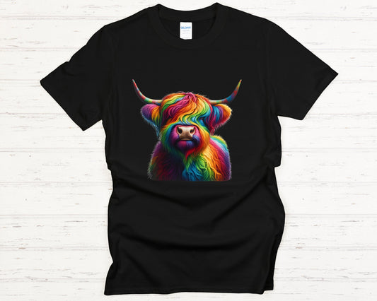 Rainbow Highland Harmony Tee - black-lay-flat