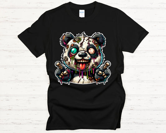 Psychedelic Zombie Panda - black-lay-flat
