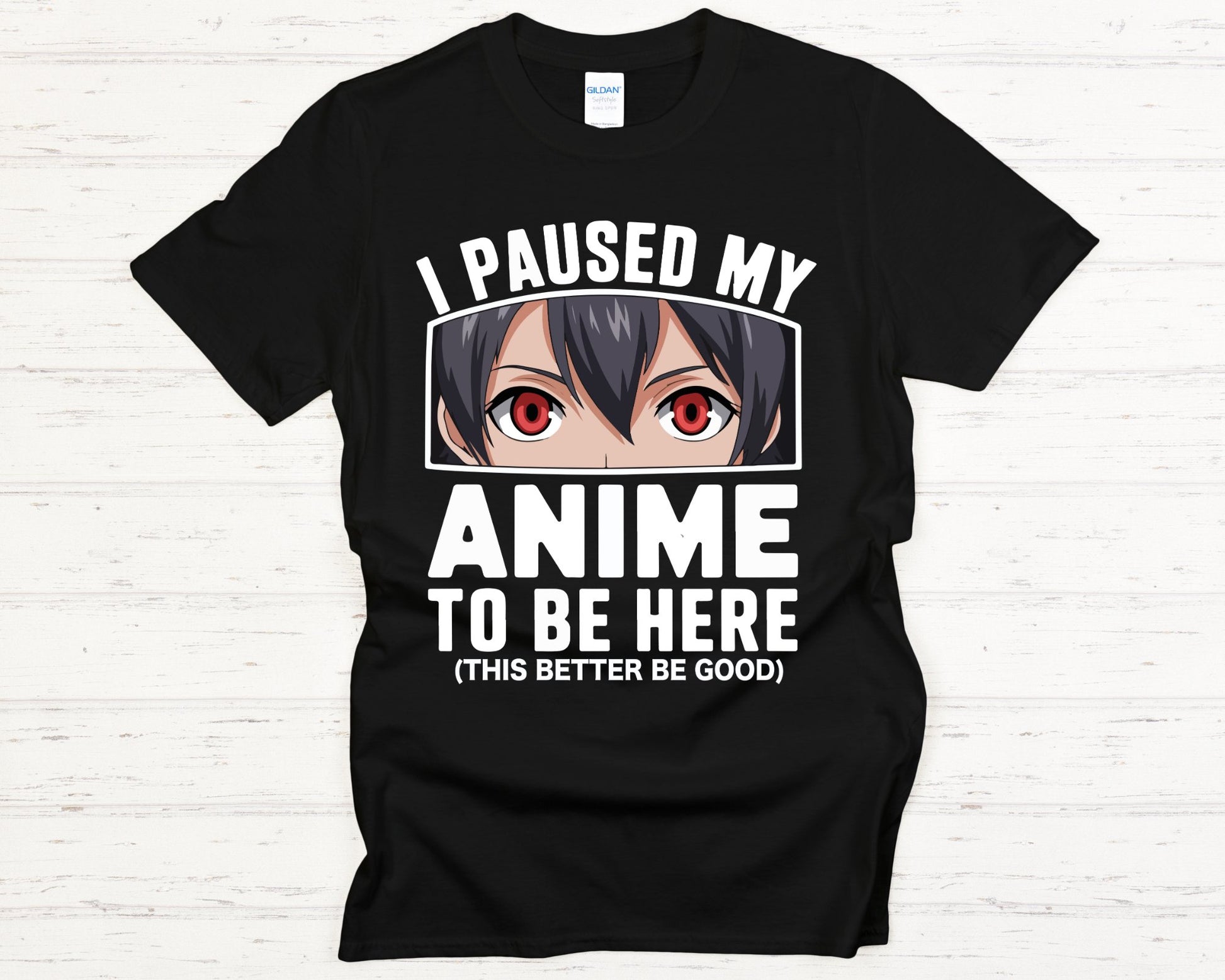 I Paused My Anime Tee - black-lay-flat