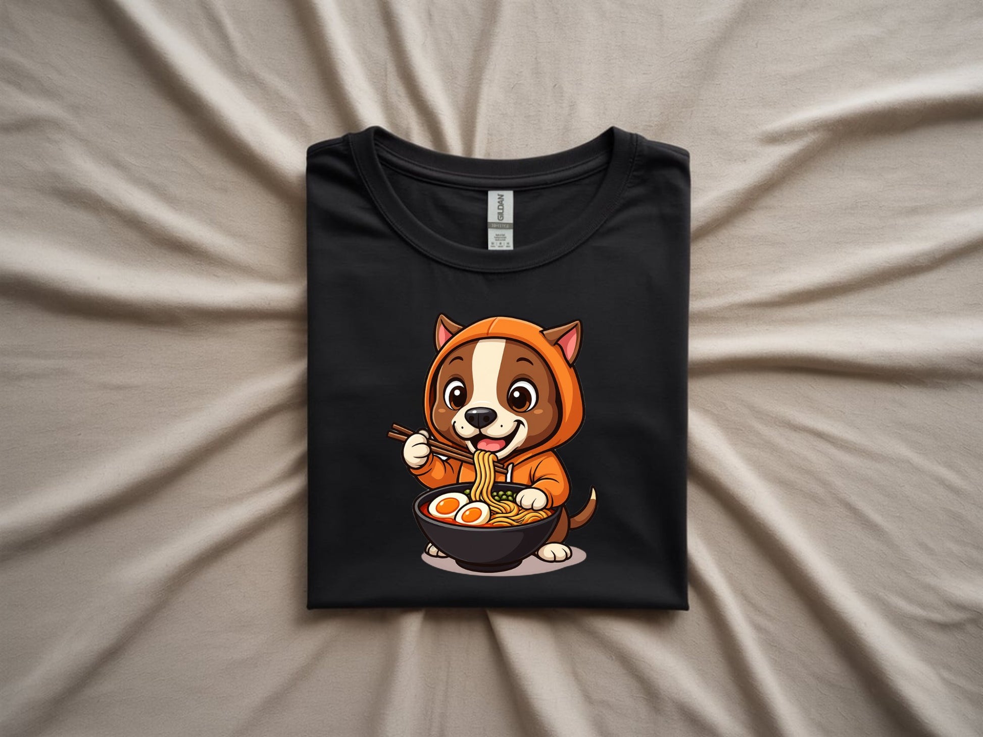 Ramen Pup Tee - folded-black-shirt