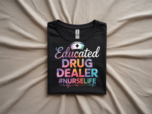 Educated Drug Dealer Tee - folded-black-shirt