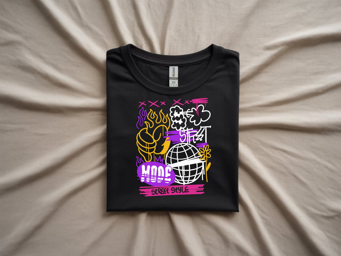 Vibrant Street Mode Vibes - folded-black-shirt