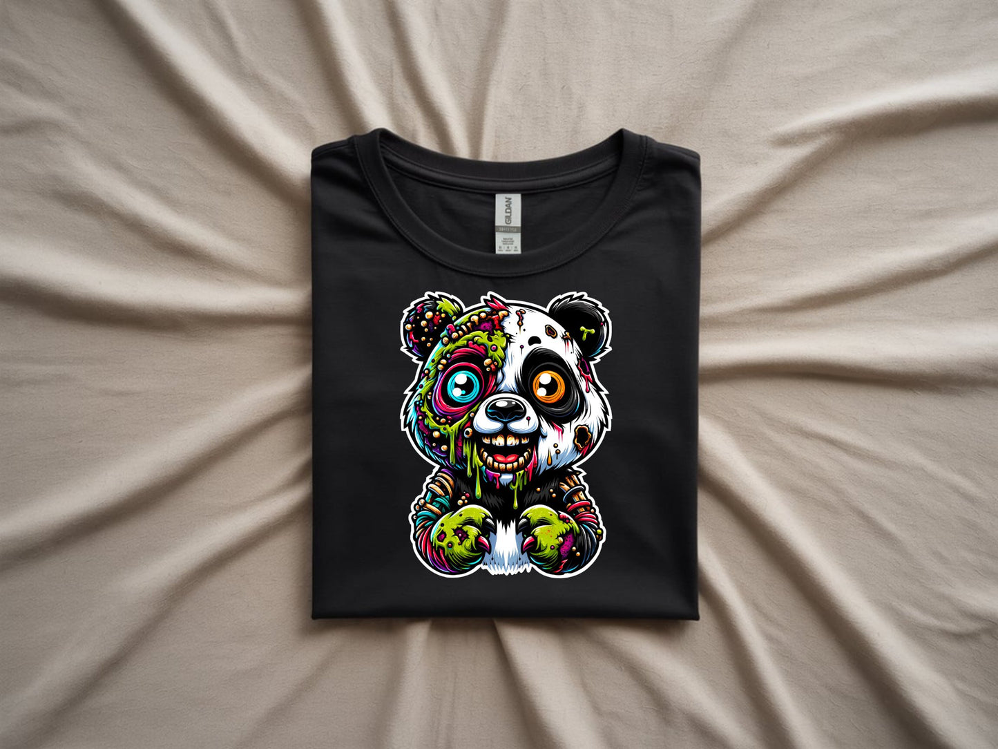 Panda Apocalypse Artistry - folded-black-shirt