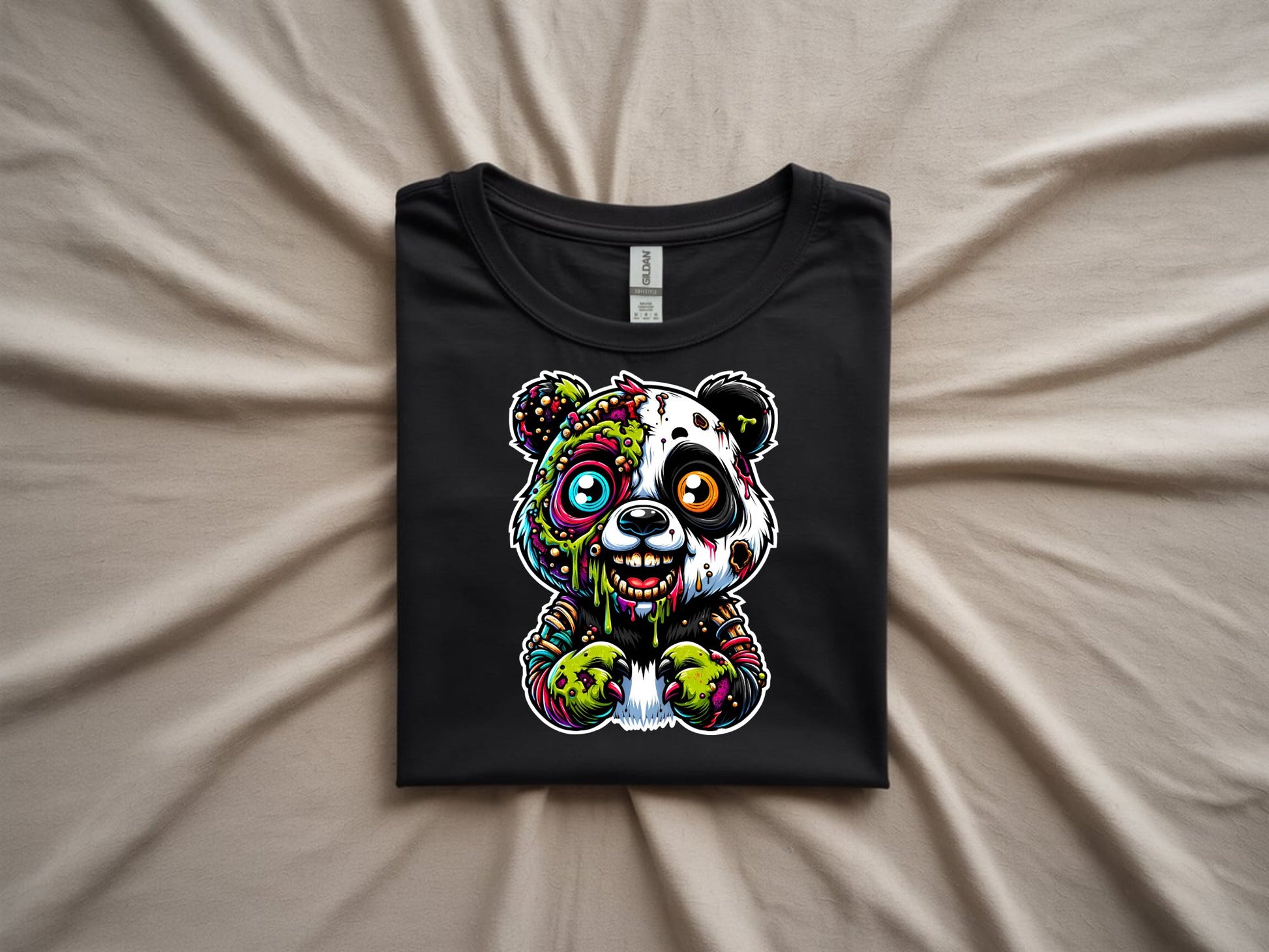 Panda Apocalypse Artistry - folded-black-shirt