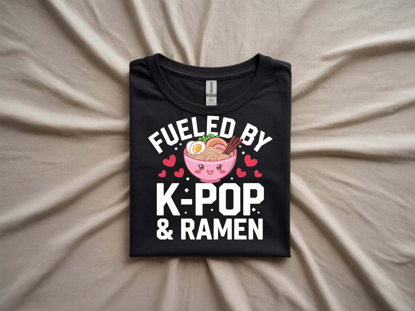 Ramen & K-Pop Harmony Tee - folded-black-shirt