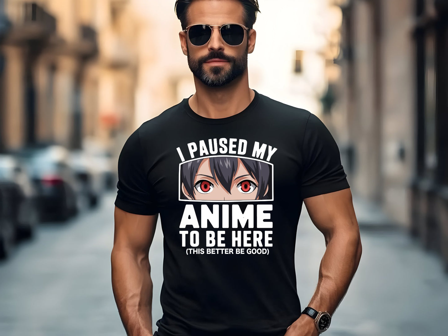 I Paused My Anime Tee - man-black-shirt