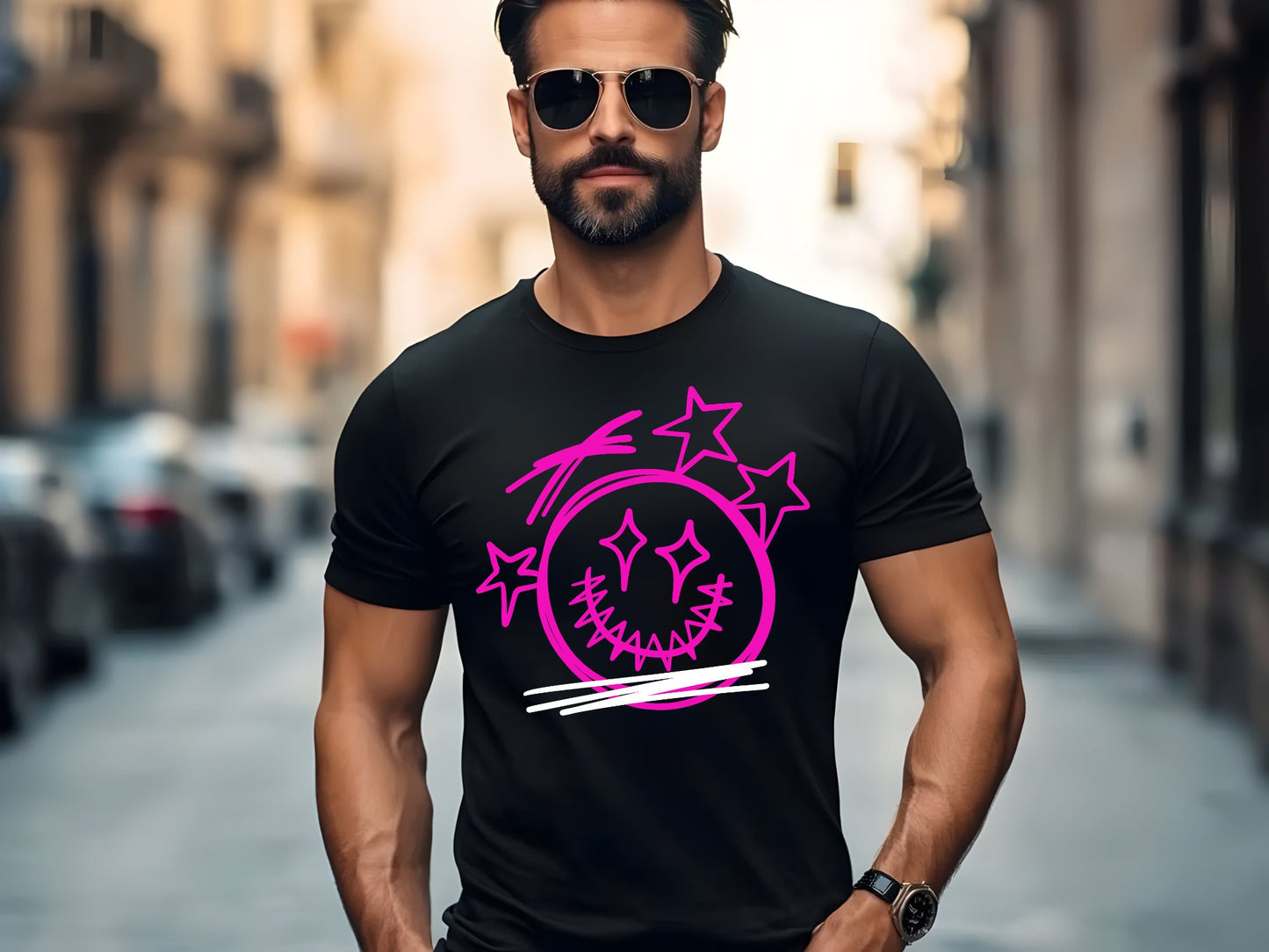 Keep Smiling Tee - man-black-shirt