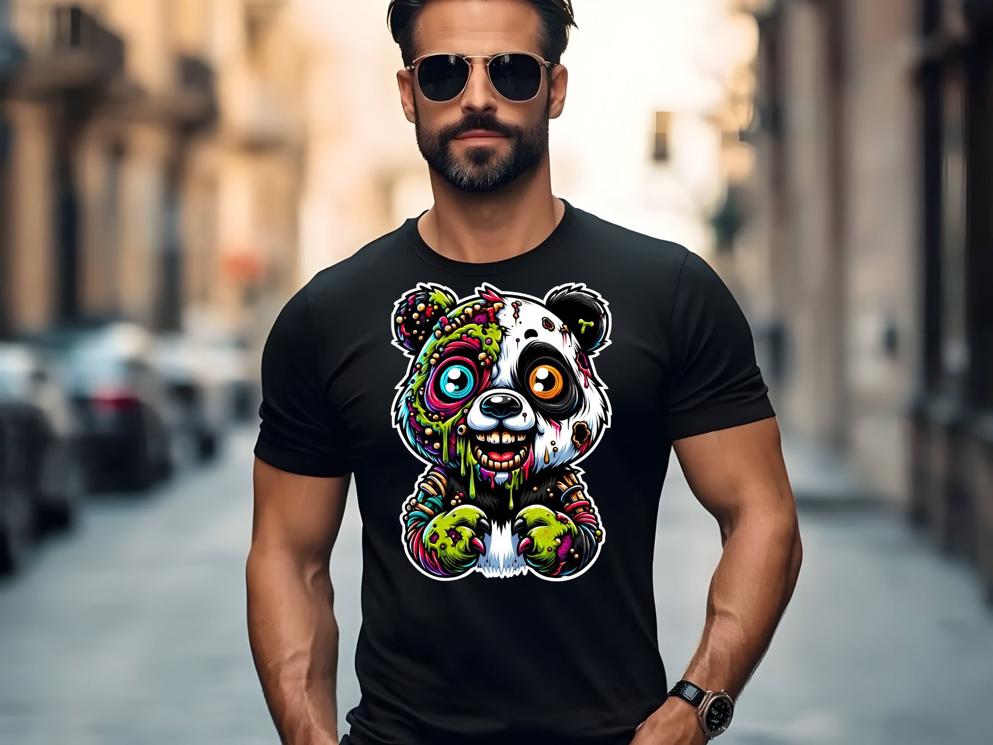 Panda Apocalypse Artistry - man-black-shirt