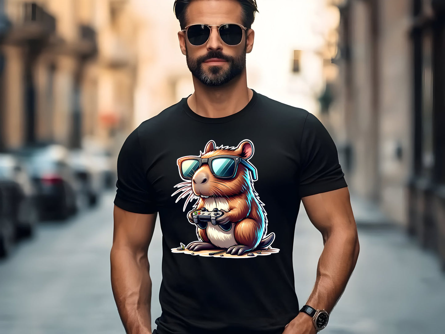 Cool Gamer Cappy Vibes - man-black-shirt