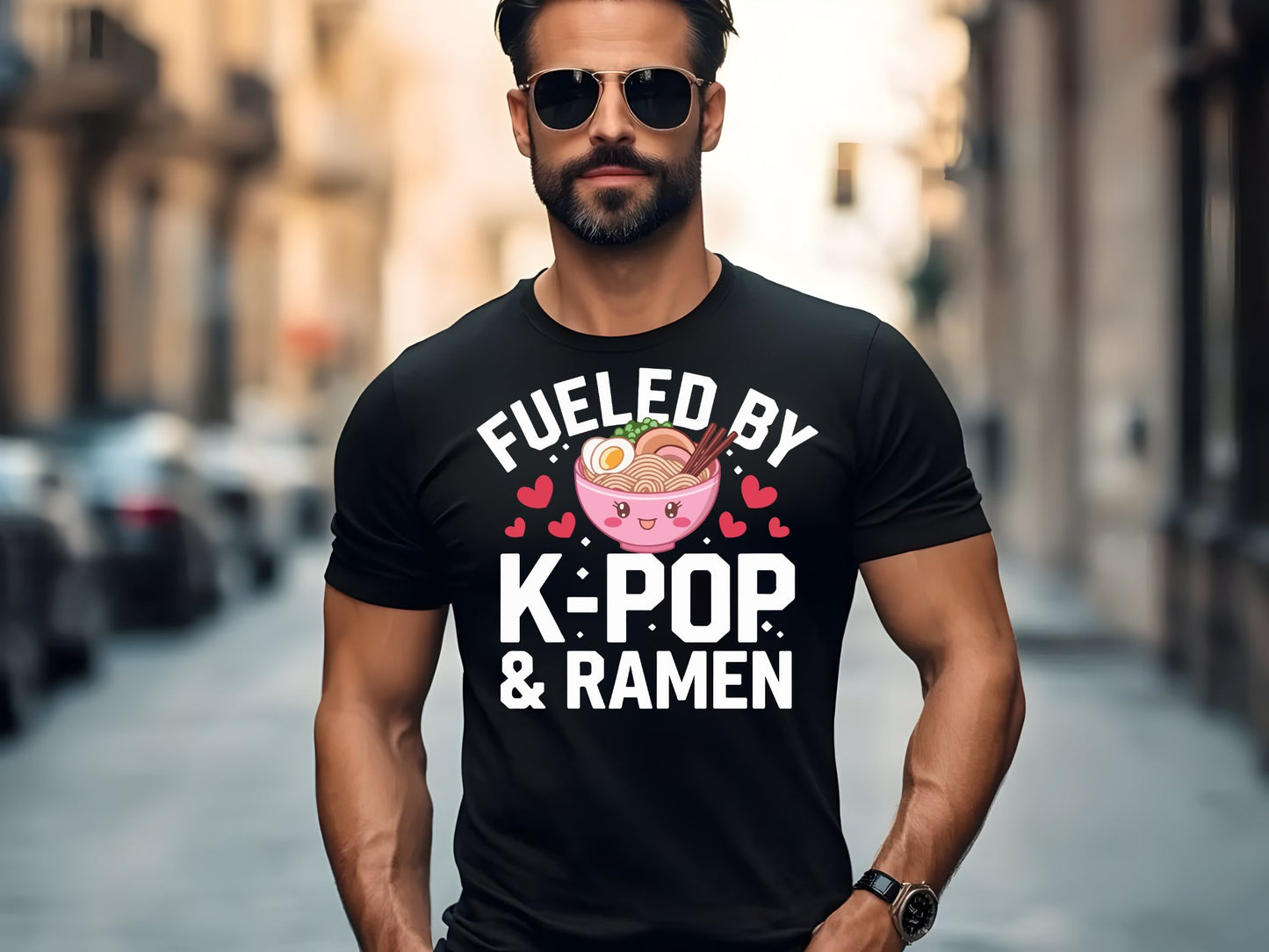 Ramen & K-Pop Harmony Tee - man-black-shirt