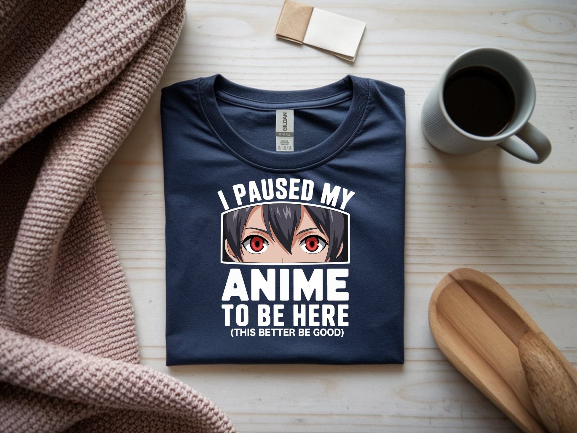 I Paused My Anime Tee - navy-flat-shirt