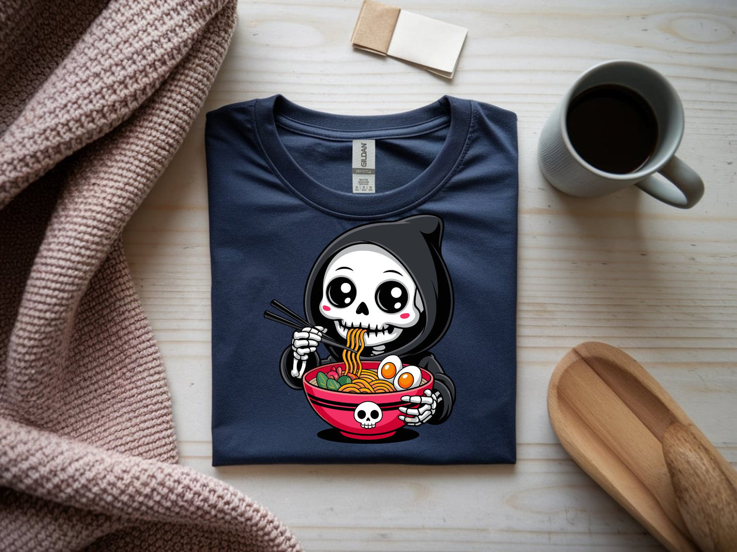 Grim Ramen Delight Tee - navy-flat-shirt