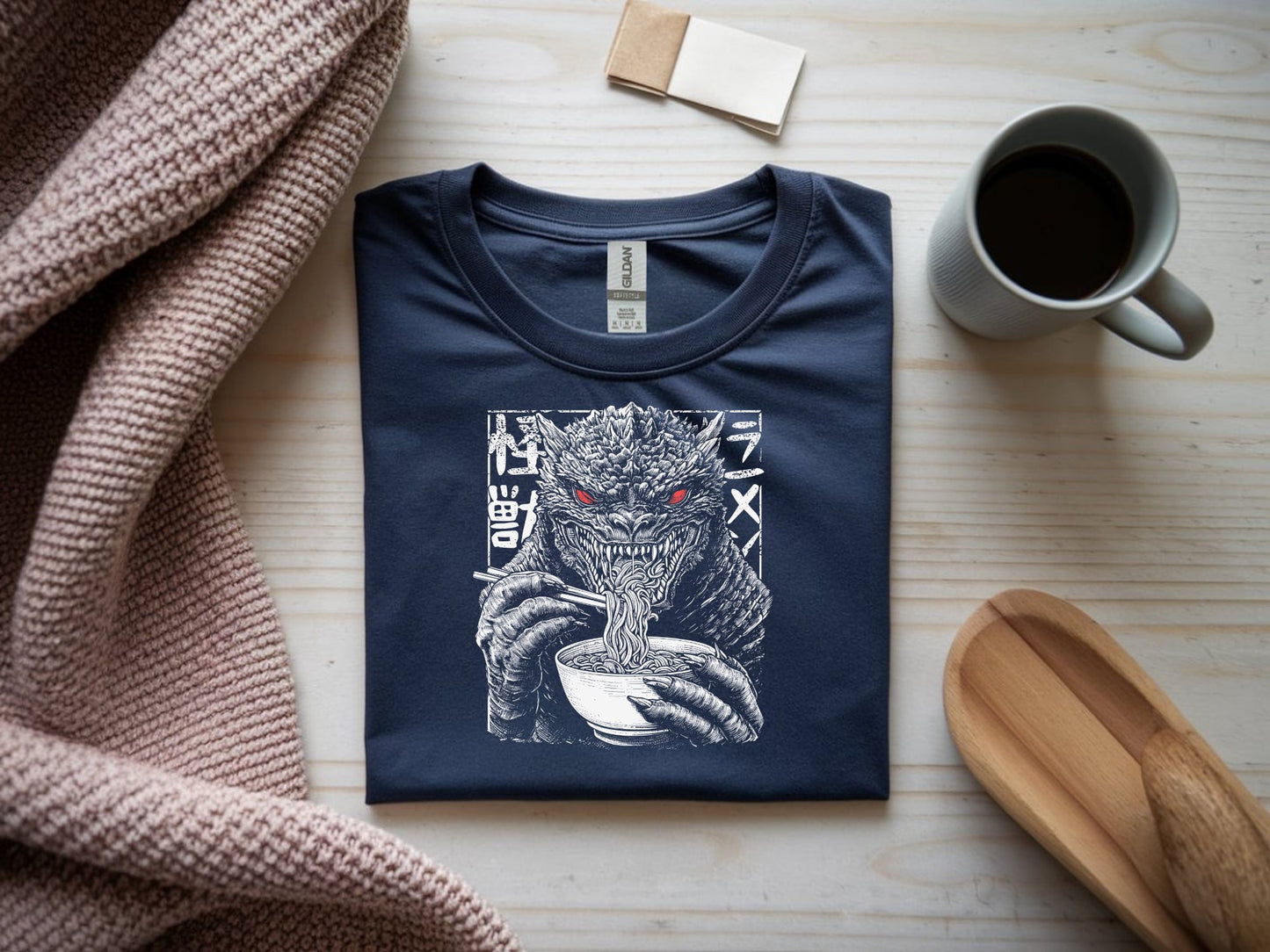Ramen Rampage: Kaiju Feast - navy-flat-shirt