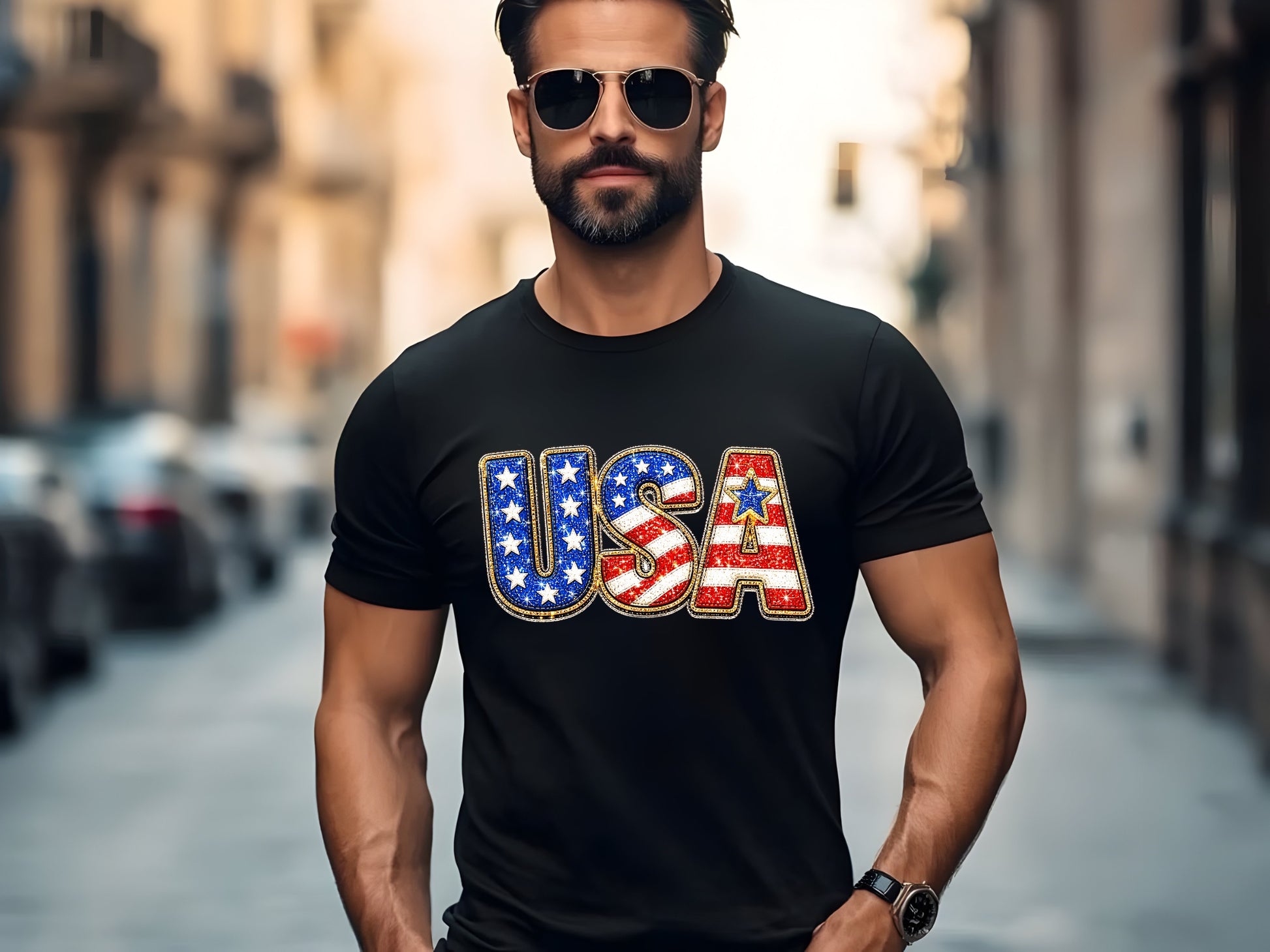 Glittering USA Pride Tee