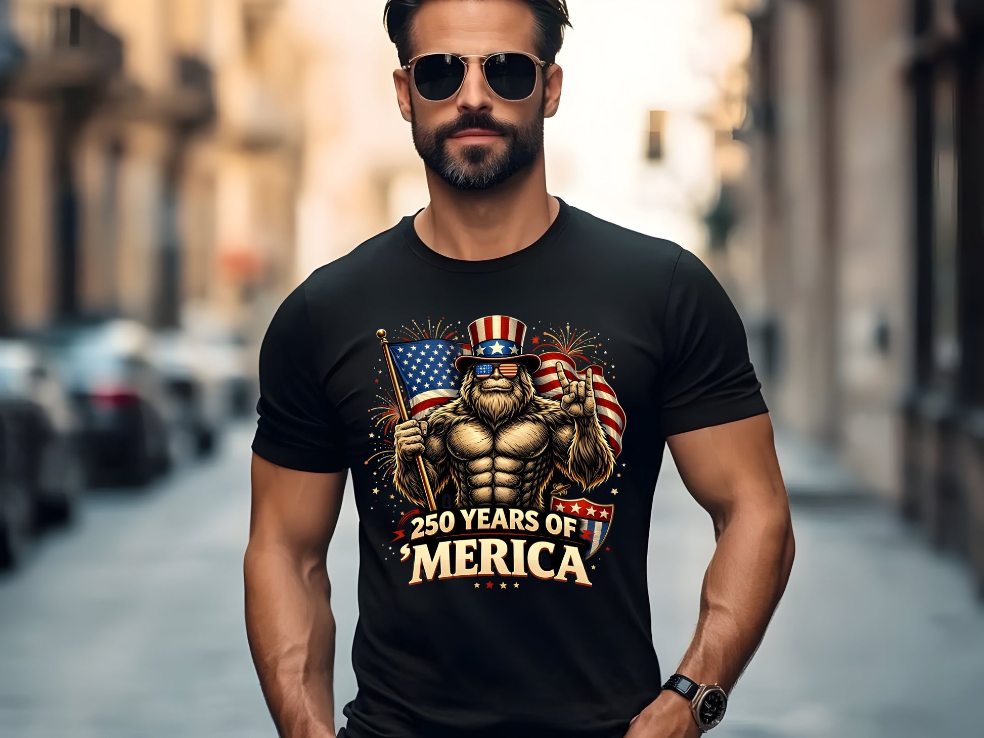 Bigfoot American Patriotic Celebration Tee