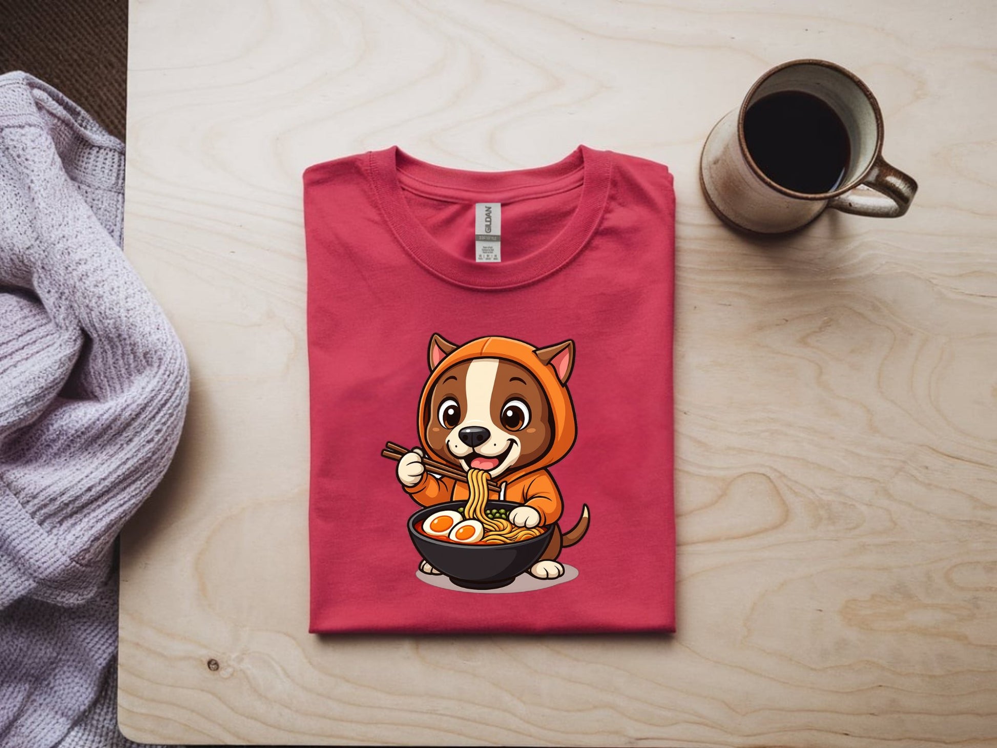 Ramen Pup Tee - red-flat-shirt