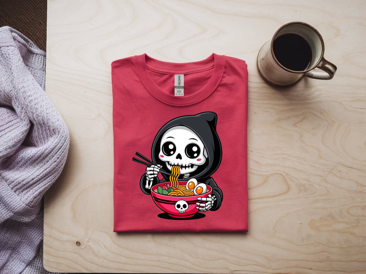 Grim Ramen Delight Tee - red-flat-shirt