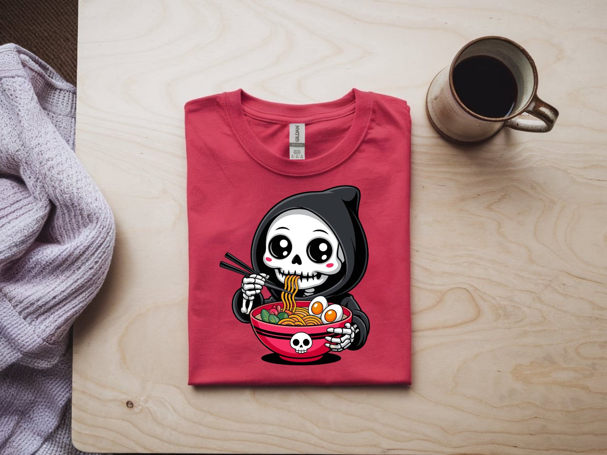 Grim Ramen Delight Tee - red-flat-shirt