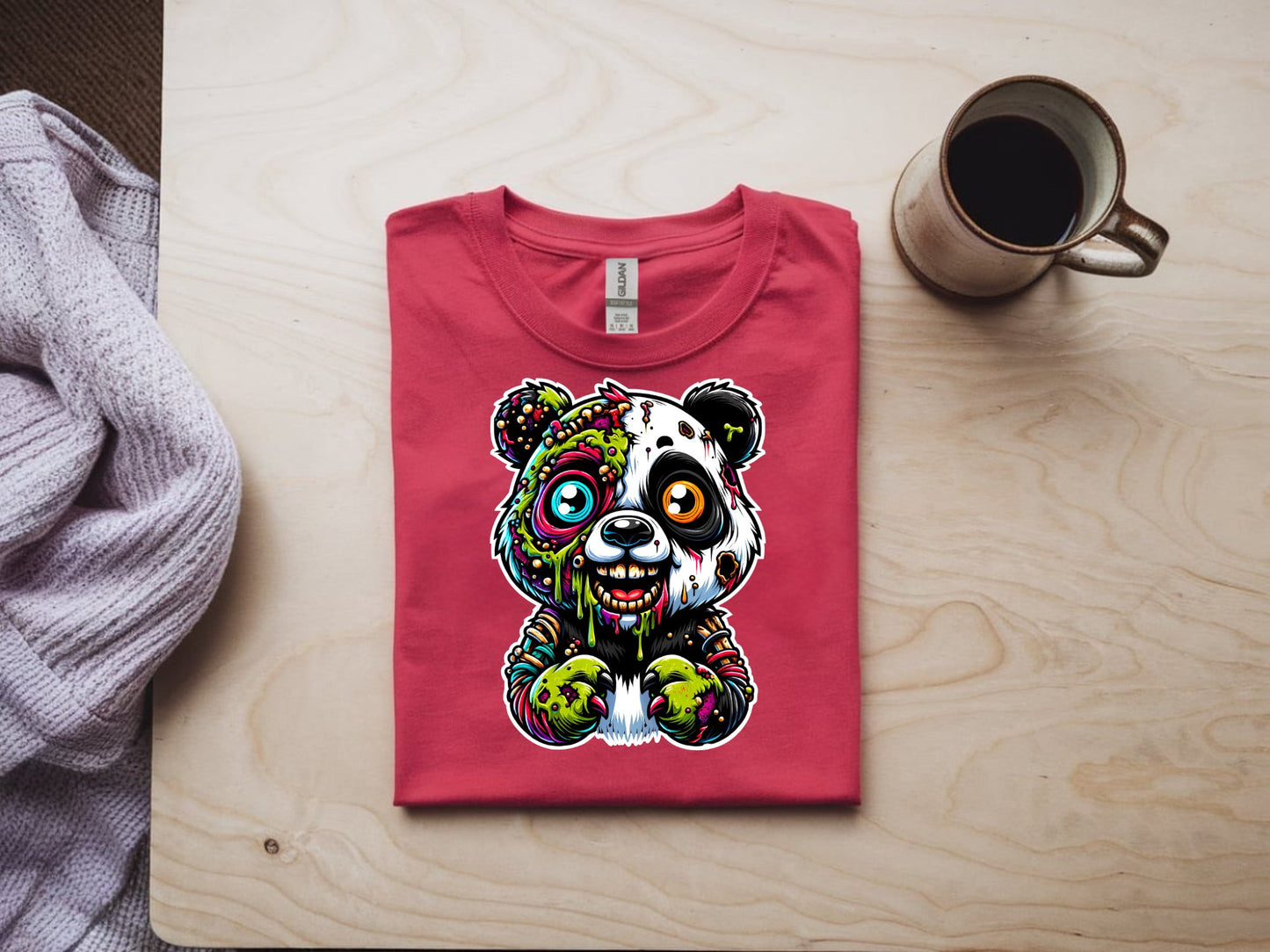 Panda Apocalypse Artistry - red-flat-shirt