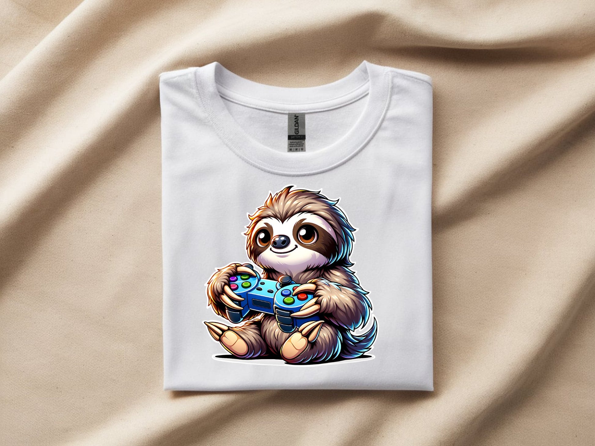 Chill Gamer Sloth Vibes Tee - white-flat-shirt