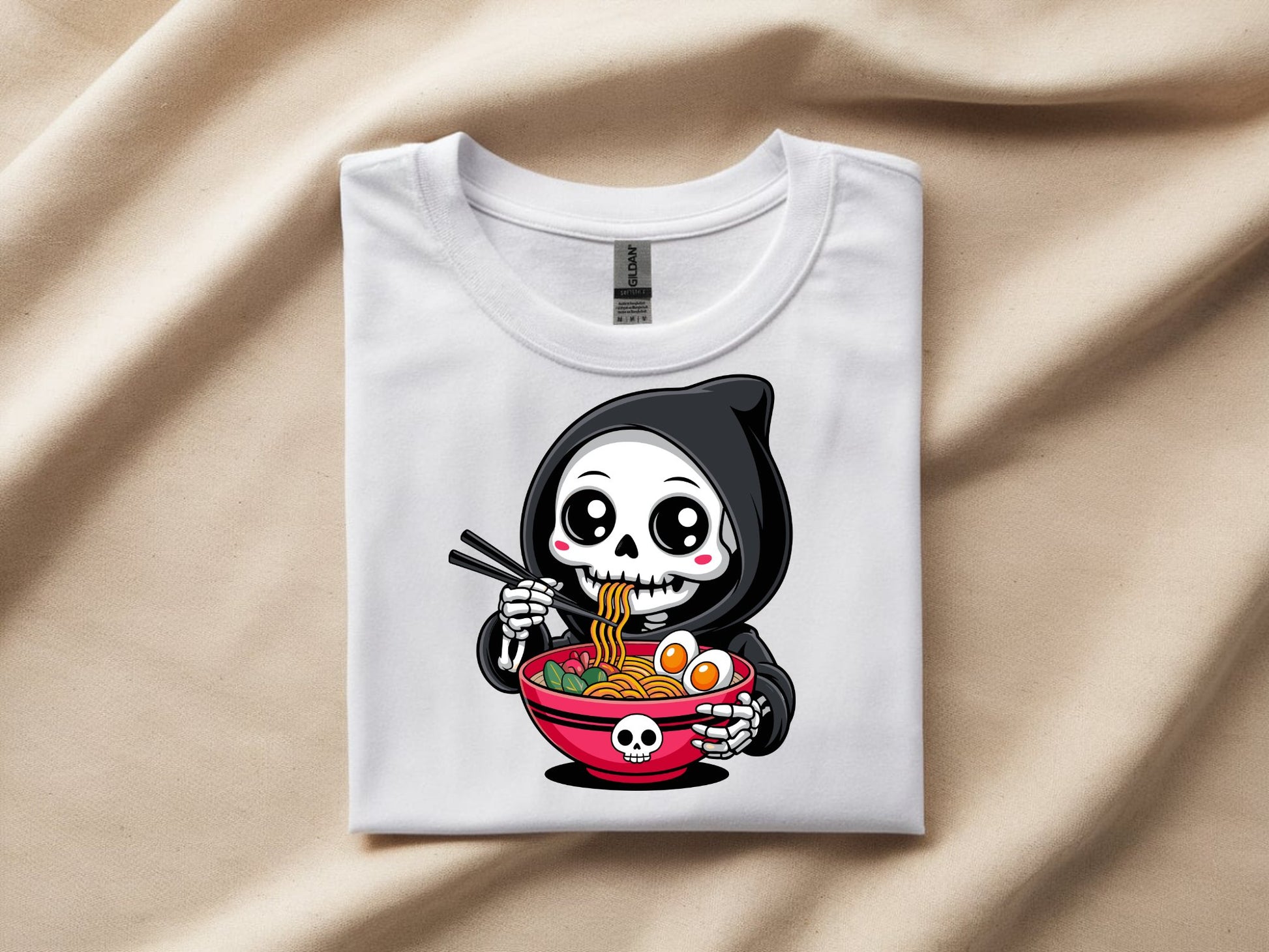 Grim Ramen Delight Tee - white-flat-shirt