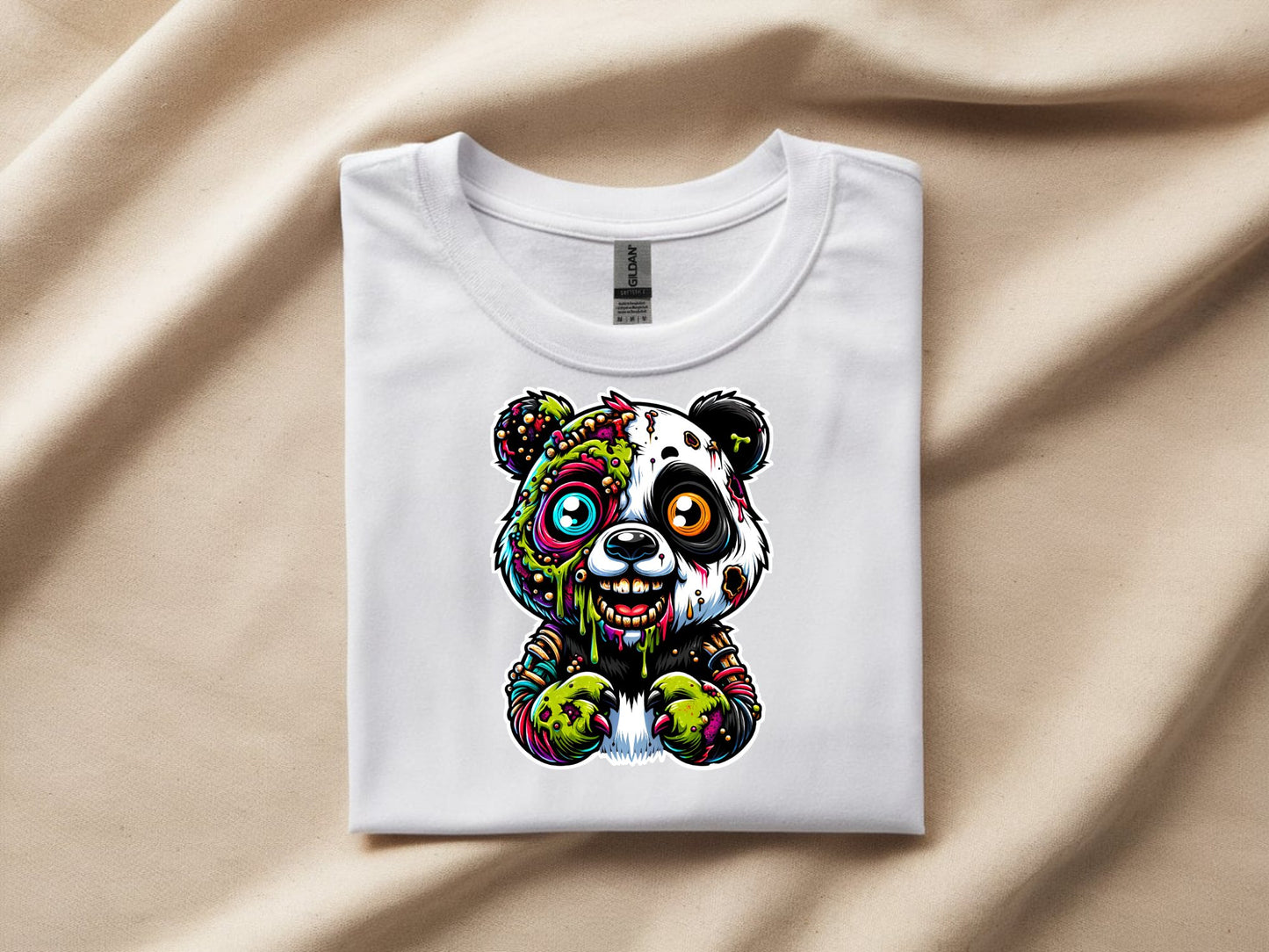 Panda Apocalypse Artistry - white-flat-shirt