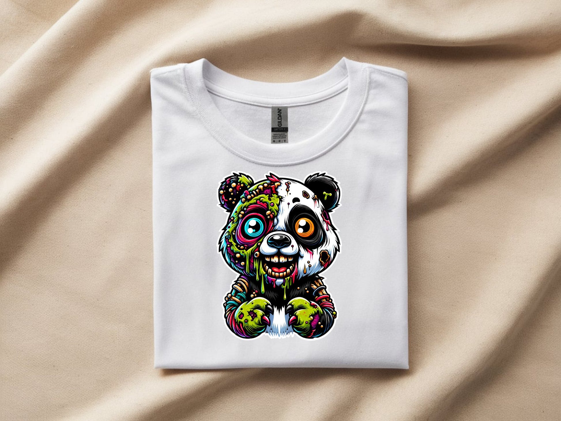 Panda Apocalypse Artistry - white-flat-shirt