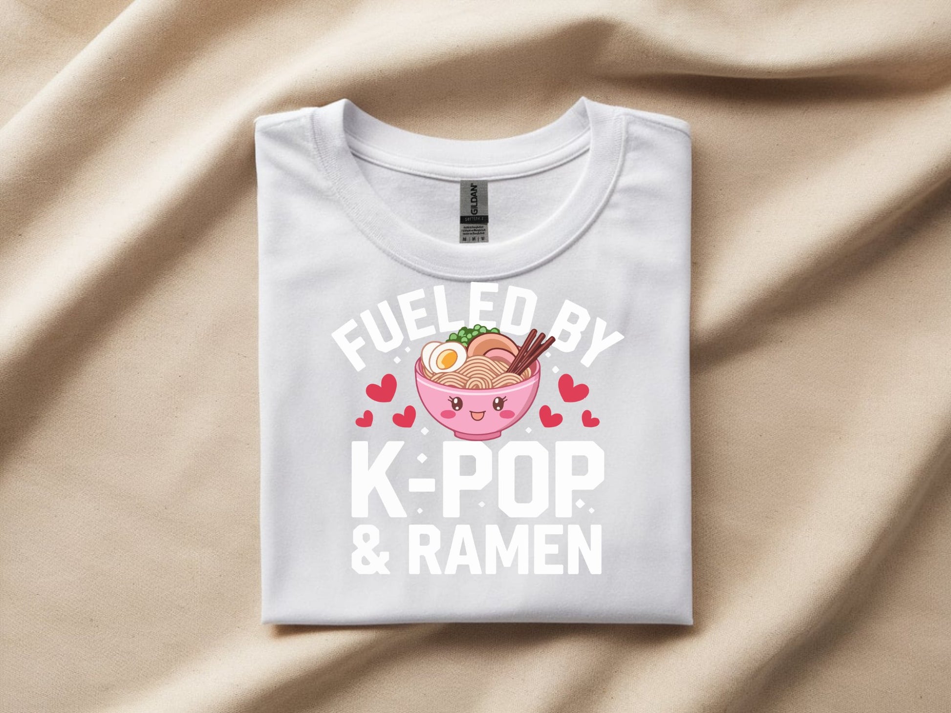 Ramen & K-Pop Harmony Tee - white-flat-shirt
