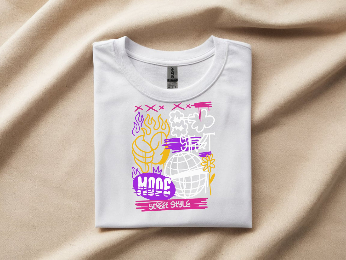 Vibrant Street Mode Vibes - white-flat-shirt