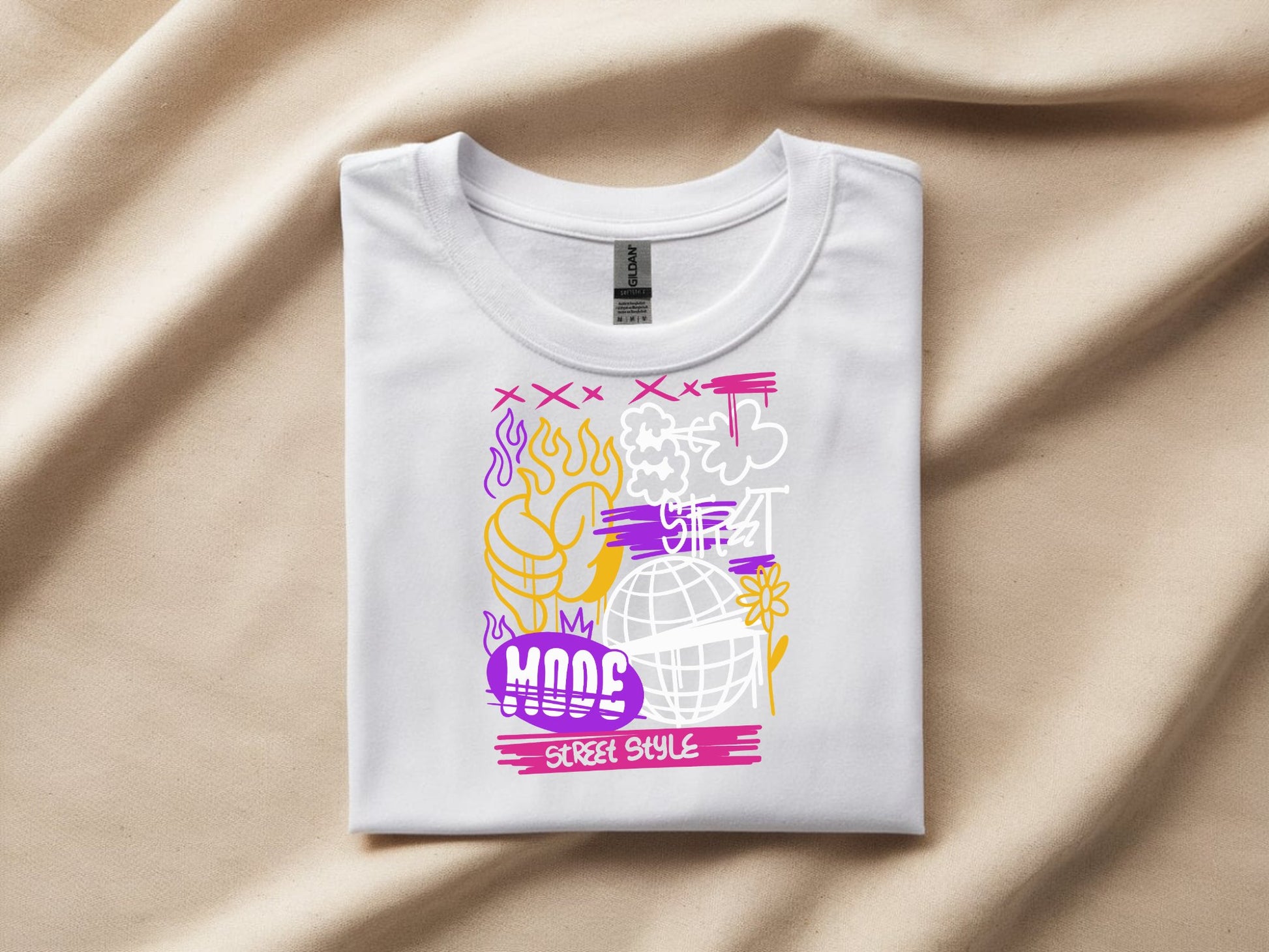 Vibrant Street Mode Vibes - white-flat-shirt