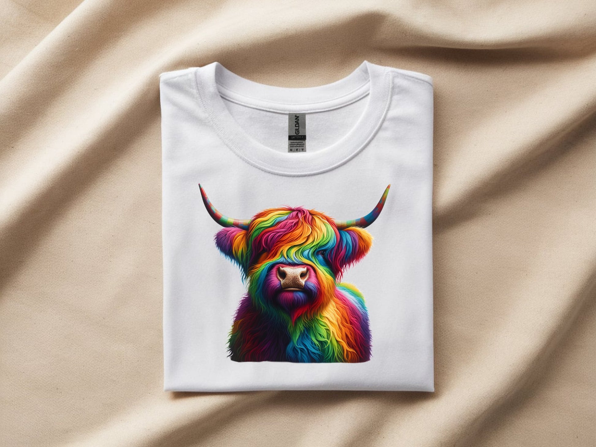 Rainbow Highland Harmony Tee - white-flat-shirt