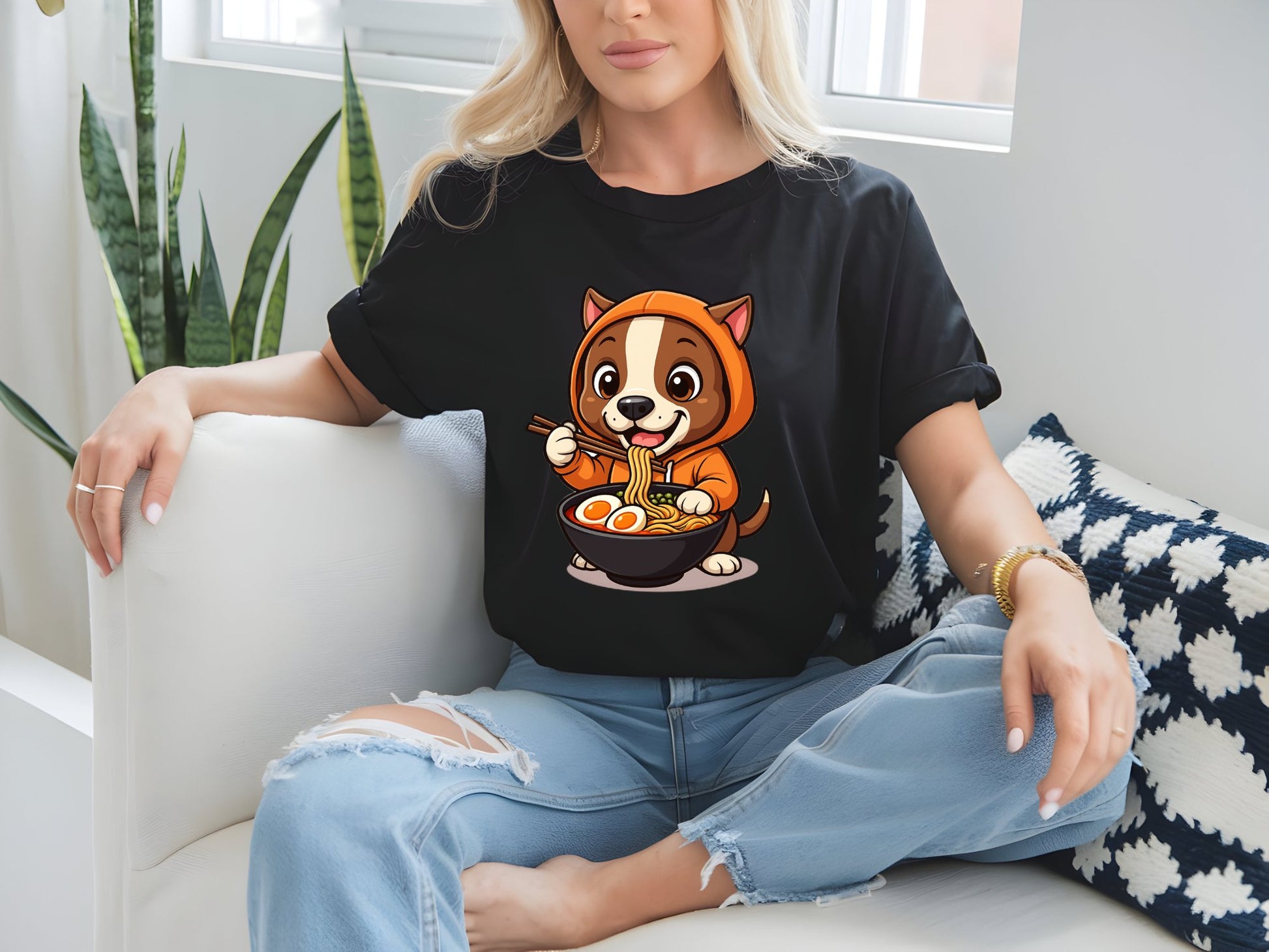 Ramen Pup Tee - woman-black-shirt