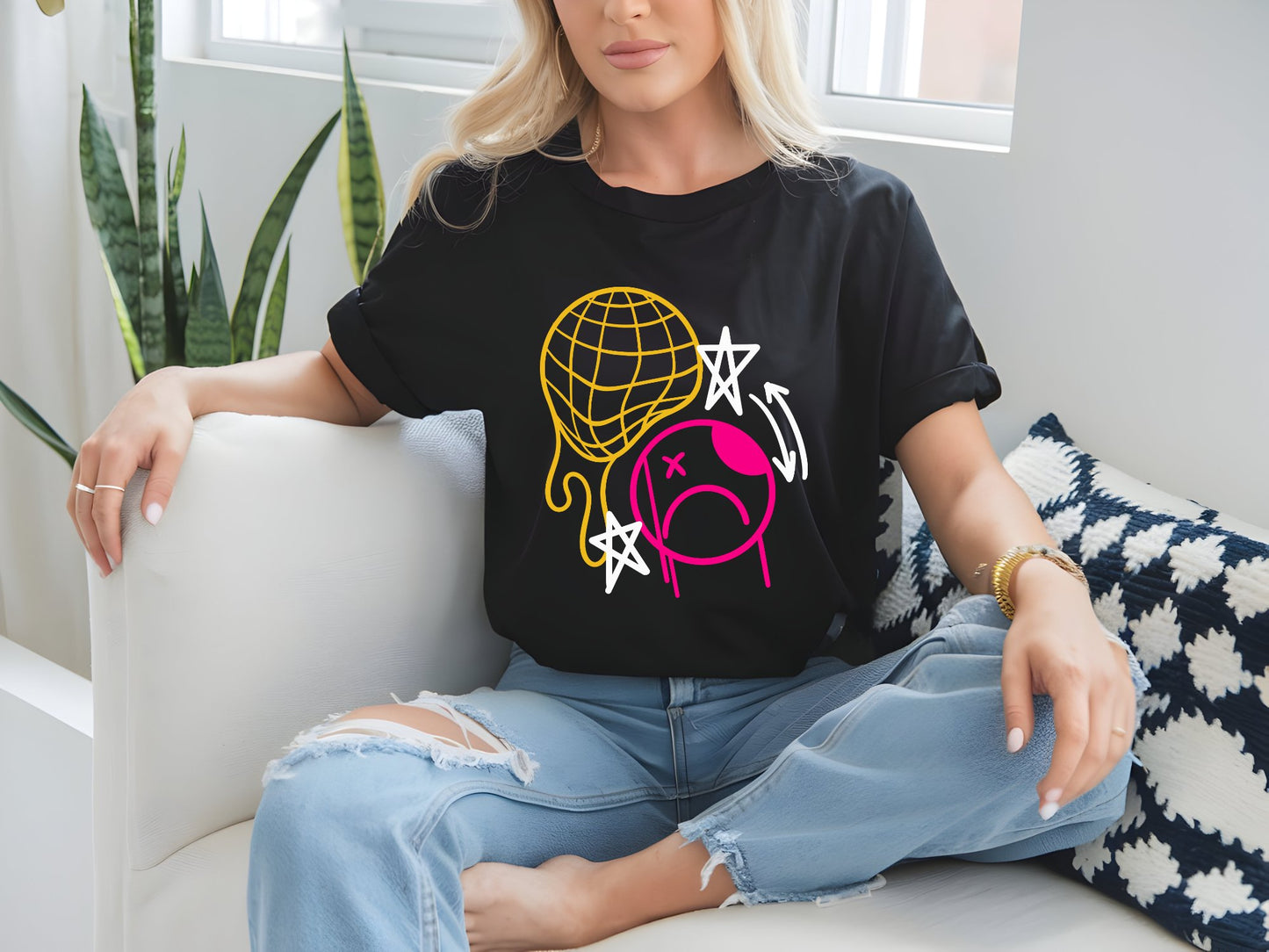 Cosmic Dreamscape Tee - woman-black-shirt