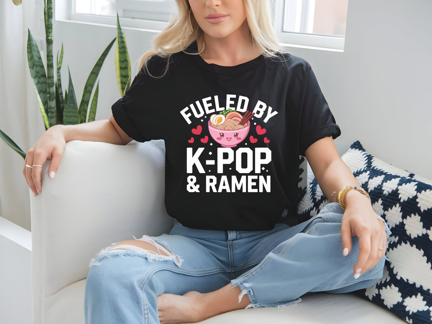 Ramen & K-Pop Harmony Tee - woman-black-shirt