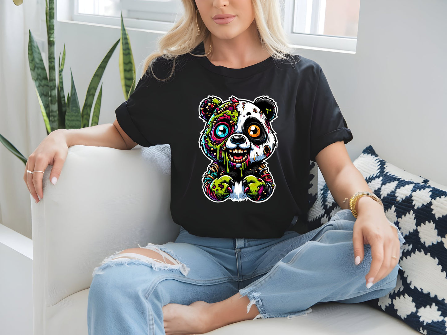Panda Apocalypse Artistry - woman-black-shirt
