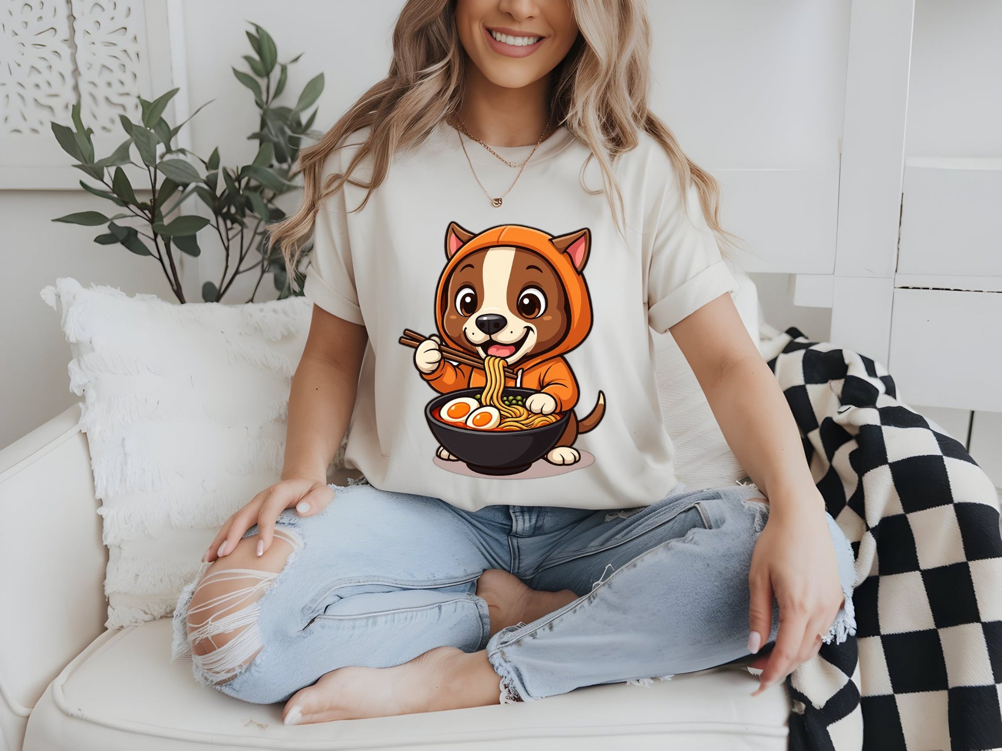 Ramen Pup Tee - woman-white-shirt