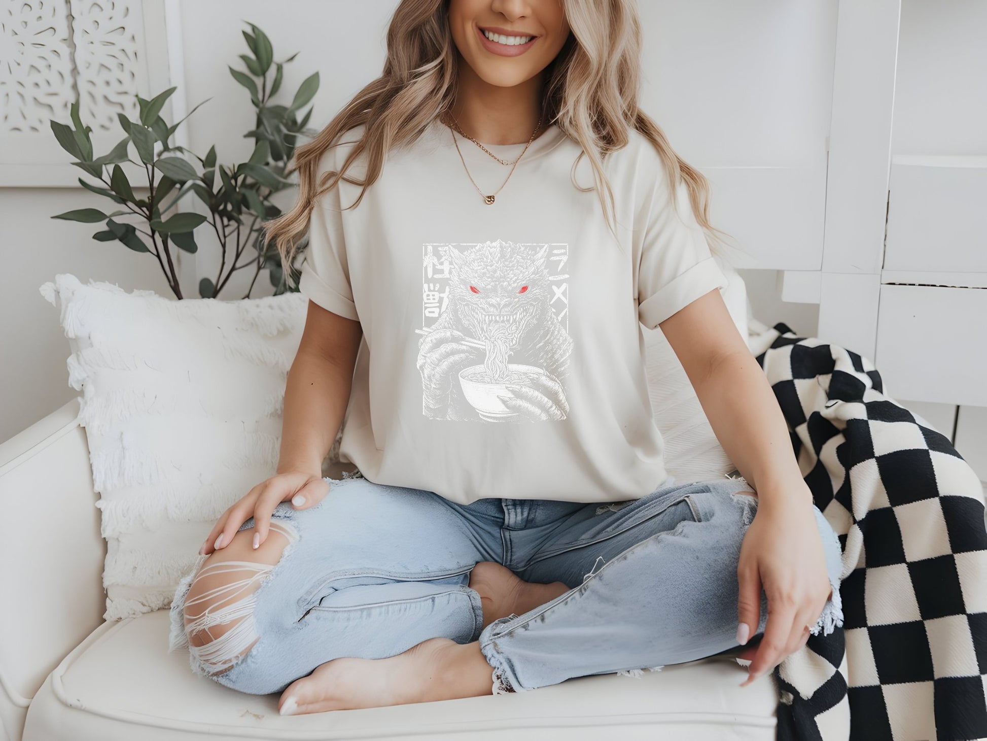 Ramen Rampage: Kaiju Feast - woman-white-shirt