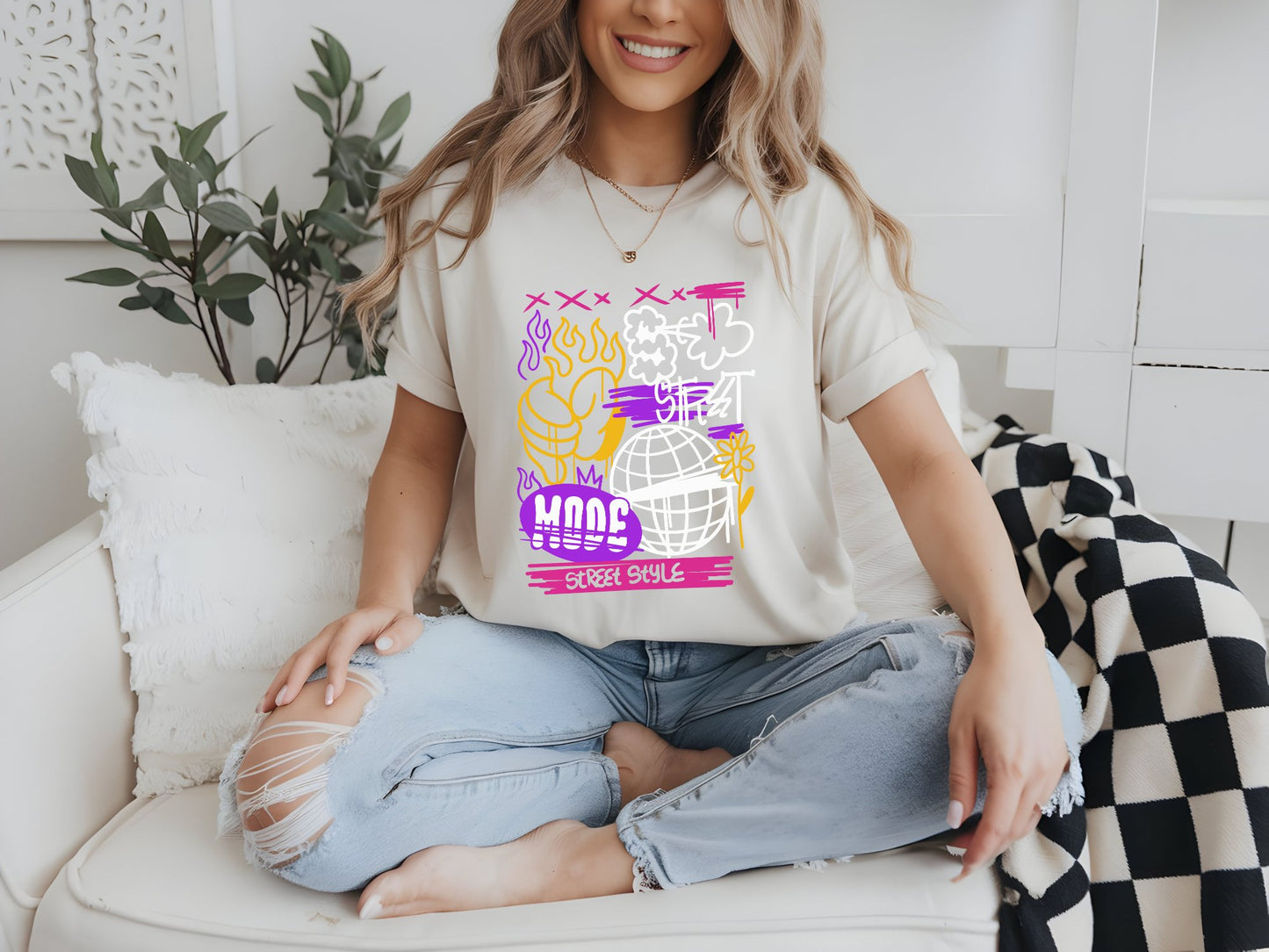 Vibrant Street Mode Vibes - woman-white-shirt