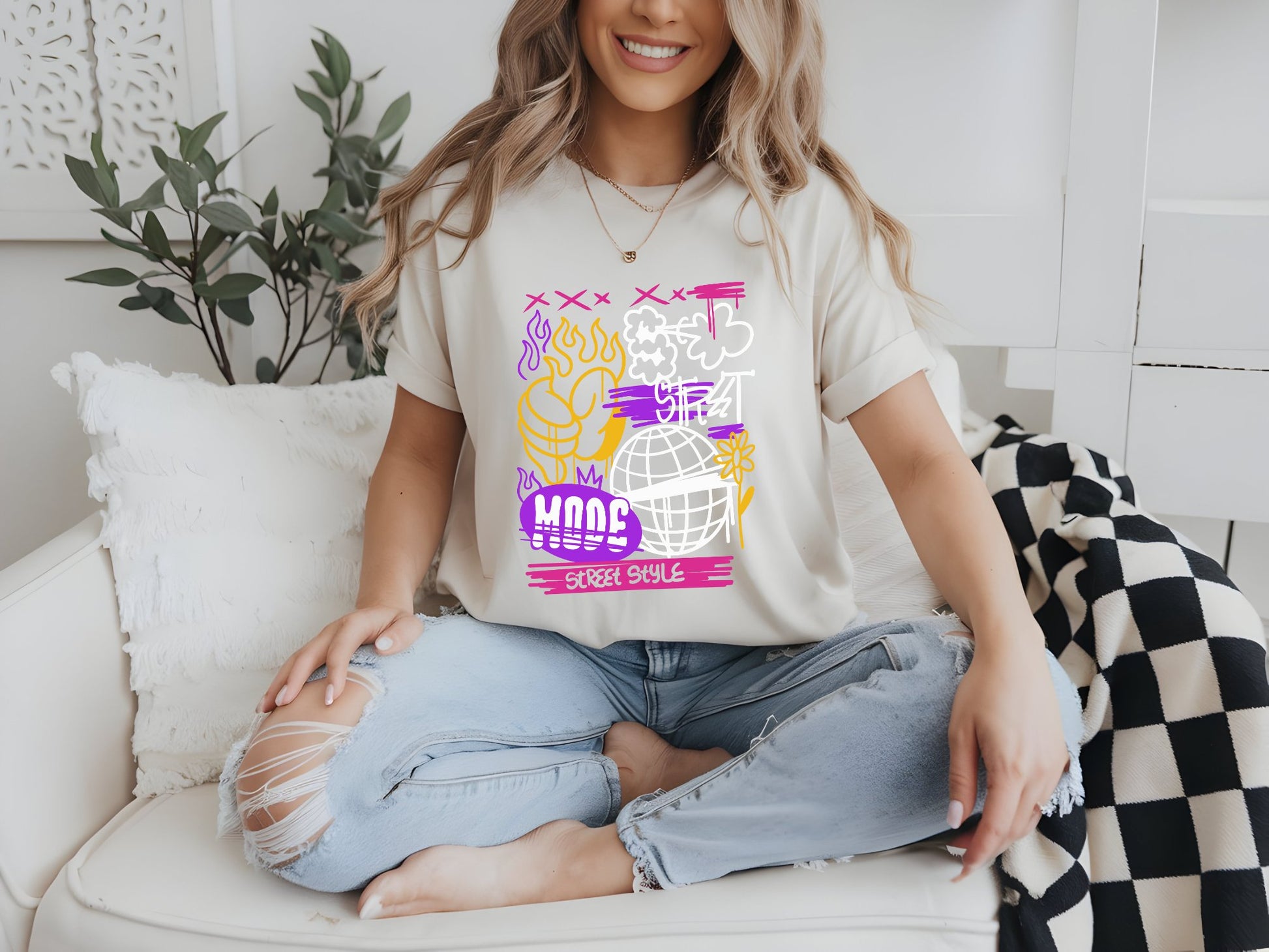 Vibrant Street Mode Vibes - woman-white-shirt