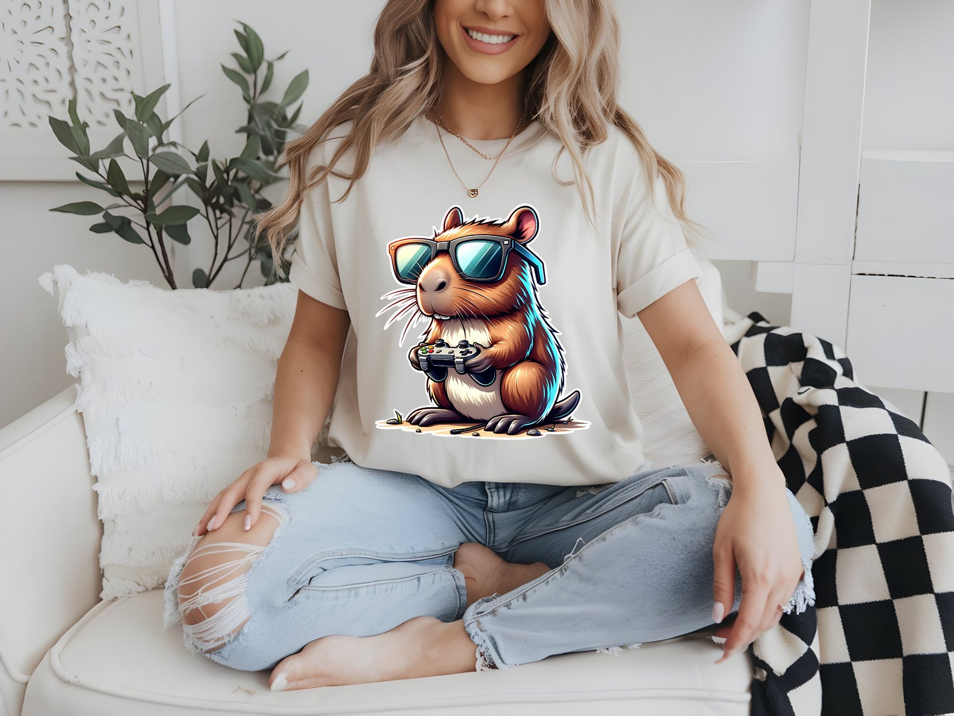 Cool Gamer Cappy Vibes - woman-white-shirt