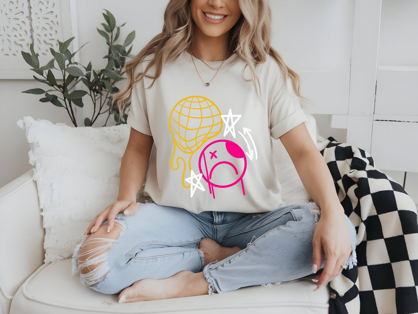 Cosmic Dreamscape Tee - woman-white-shirt