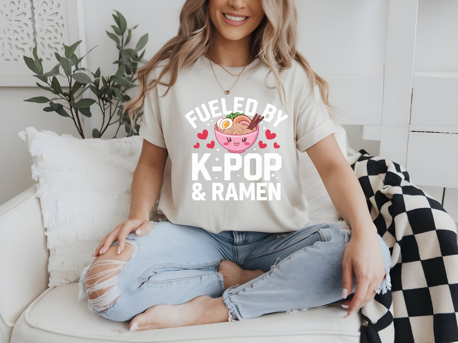 Ramen & K-Pop Harmony Tee - woman-white-shirt
